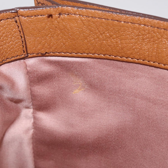 Miu Miu Madras Hand Bag Leather 2way Brown Gold Auth 210778V