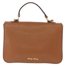 Miu Miu Madras Hand Bag Leather 2way Brown Gold Auth 210778V-2
