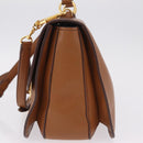 Miu Miu Madras Hand Bag Leather 2way Brown Gold Auth 210778V-3