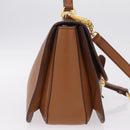 Miu Miu Madras Hand Bag Leather 2way Brown Gold Auth 210778V-4