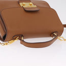 Miu Miu Madras Hand Bag Leather 2way Brown Gold Auth 210778V-6