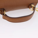 Miu Miu Madras Hand Bag Leather 2way Brown Gold Auth 210778V-7