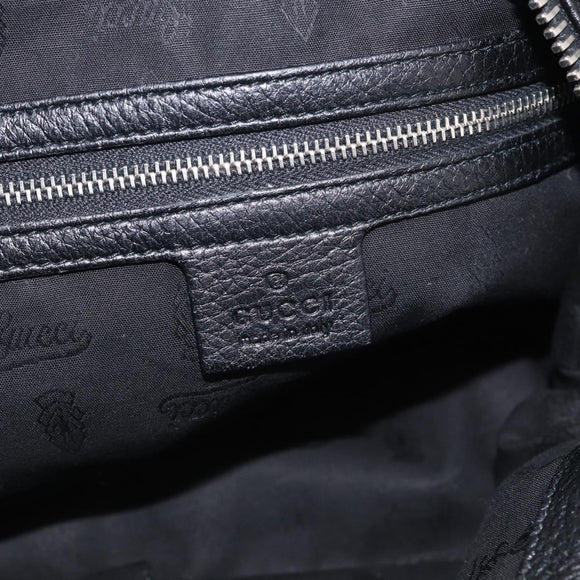 GUCCI Bamboo Shoulder Bag Leather Black Silver 232930 Auth 210779V