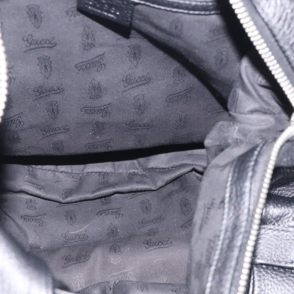 GUCCI Bamboo Shoulder Bag Leather Black Silver 232930 Auth 210779V