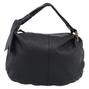 GUCCI Bamboo Shoulder Bag Leather Black Silver 232930 Auth 210779V-2