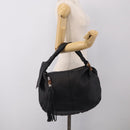 GUCCI Bamboo Shoulder Bag Leather Black Silver 232930 Auth 210779V-22