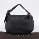 GUCCI Bamboo Shoulder Bag Leather Black Silver 232930 Auth 210779V-23