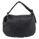 GUCCI Bamboo Shoulder Bag Leather Black Silver 232930 Auth 210779V-3