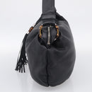 GUCCI Bamboo Shoulder Bag Leather Black Silver 232930 Auth 210779V-5
