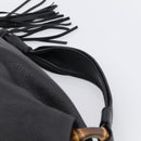 GUCCI Bamboo Shoulder Bag Leather Black Silver 232930 Auth 210779V-8