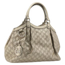 GUCCI GG Canvas Guccissima Sukey Hand Bag Leather Gold 211944 Auth 210784V-1