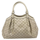 GUCCI GG Canvas Guccissima Sukey Hand Bag Leather Gold 211944 Auth 210784V-3