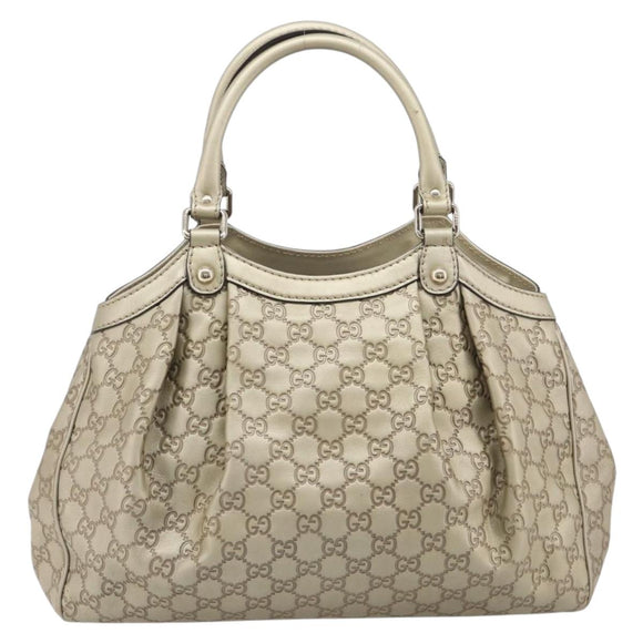 GUCCI GG Canvas Guccissima Sukey Hand Bag Leather Gold 211944 Auth 210784V