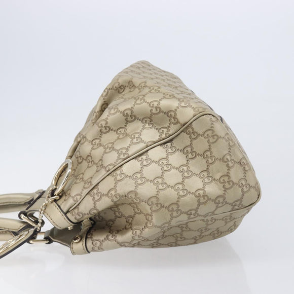 GUCCI GG Canvas Guccissima Sukey Hand Bag Leather Gold 211944 Auth 210784V