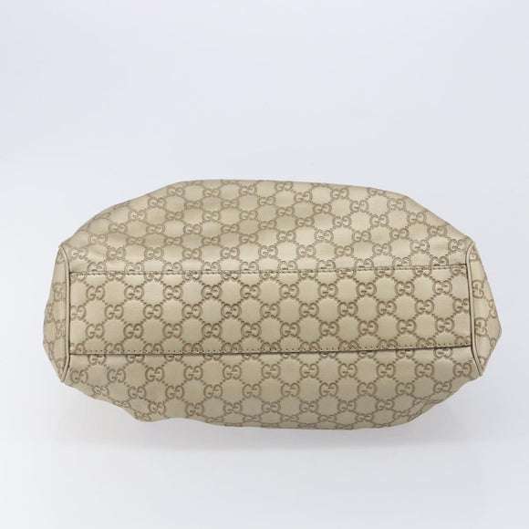 GUCCI GG Canvas Guccissima Sukey Hand Bag Leather Gold 211944 Auth 210784V