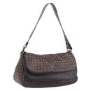 Bottega Veneta INTRECCIATO Shoulder Bag Leather Brown 142468 Auth 210785V-1