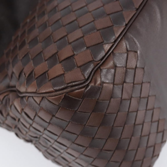 Bottega Veneta INTRECCIATO Shoulder Bag Leather Brown 142468 Auth 210785V