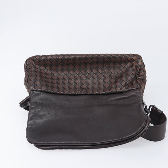 Bottega Veneta INTRECCIATO Shoulder Bag Leather Brown 142468 Auth 210785V