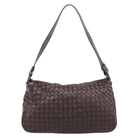 Bottega Veneta INTRECCIATO Shoulder Bag Leather Brown 142468 Auth 210785V