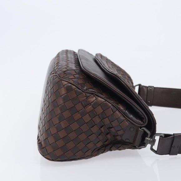 Bottega Veneta INTRECCIATO Shoulder Bag Leather Brown 142468 Auth 210785V
