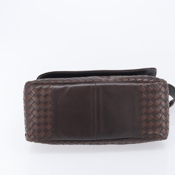 Bottega Veneta INTRECCIATO Shoulder Bag Leather Brown 142468 Auth 210785V
