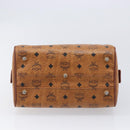 MCM Vicetos Logogram Boston Bag PVC Leather Brown Gold Auth 210787-10