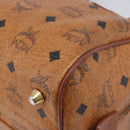 MCM Vicetos Logogram Boston Bag PVC Leather Brown Gold Auth 210787-11