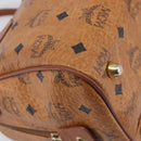 MCM Vicetos Logogram Boston Bag PVC Leather Brown Gold Auth 210787-12