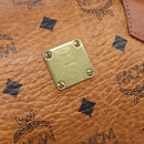 MCM Vicetos Logogram Boston Bag PVC Leather Brown Gold Auth 210787-16