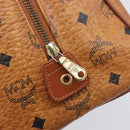 MCM Vicetos Logogram Boston Bag PVC Leather Brown Gold Auth 210787-17