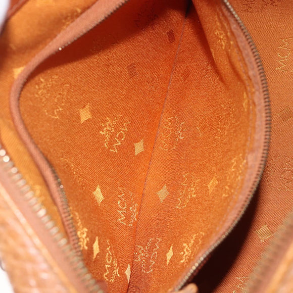 MCM Vicetos Logogram Boston Bag PVC Leather Brown Gold Auth 210787