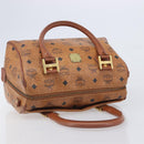 MCM Vicetos Logogram Boston Bag PVC Leather Brown Gold Auth 210787-6