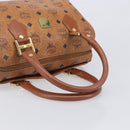 MCM Vicetos Logogram Boston Bag PVC Leather Brown Gold Auth 210787-7