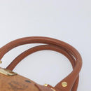 MCM Vicetos Logogram Boston Bag PVC Leather Brown Gold Auth 210787-9