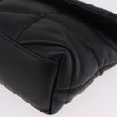 Saint Laurent Chain Lulu Shoulder Bag Leather Black Silver Auth 210788V-12