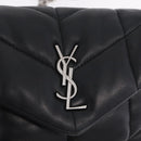Saint Laurent Chain Lulu Shoulder Bag Leather Black Silver Auth 210788V-15