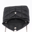 Saint Laurent Chain Lulu Shoulder Bag Leather Black Silver Auth 210788V-16