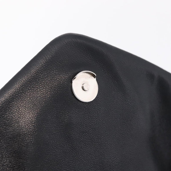 Saint Laurent Chain Lulu Shoulder Bag Leather Black Silver Auth 210788V