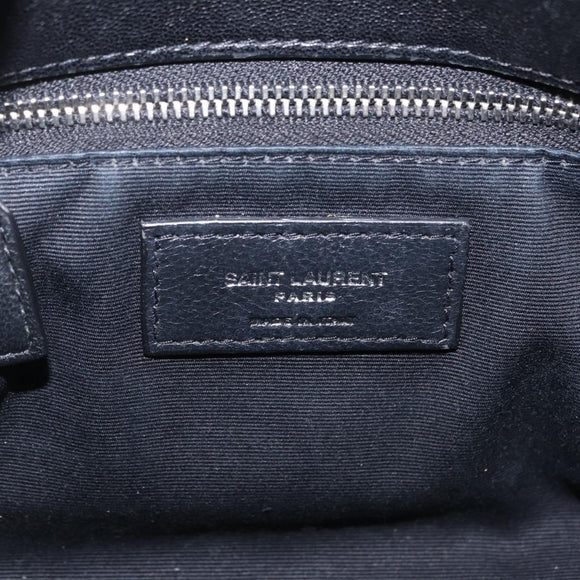 Saint Laurent Chain Lulu Shoulder Bag Leather Black Silver Auth 210788V
