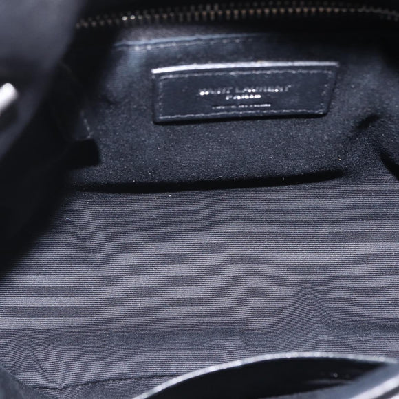 Saint Laurent Chain Lulu Shoulder Bag Leather Black Silver Auth 210788V