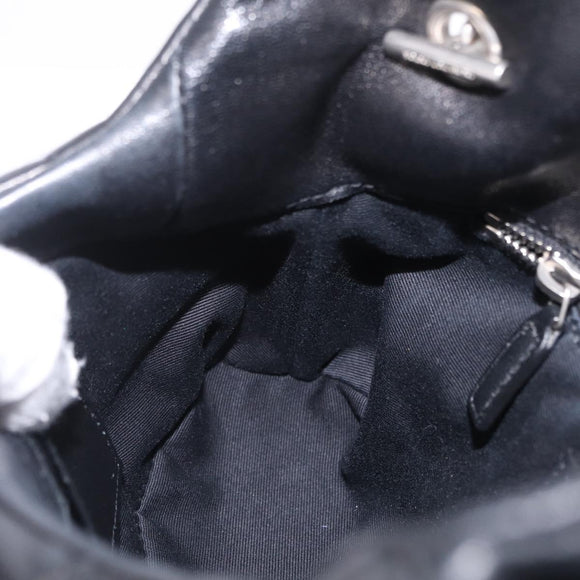 Saint Laurent Chain Lulu Shoulder Bag Leather Black Silver Auth 210788V