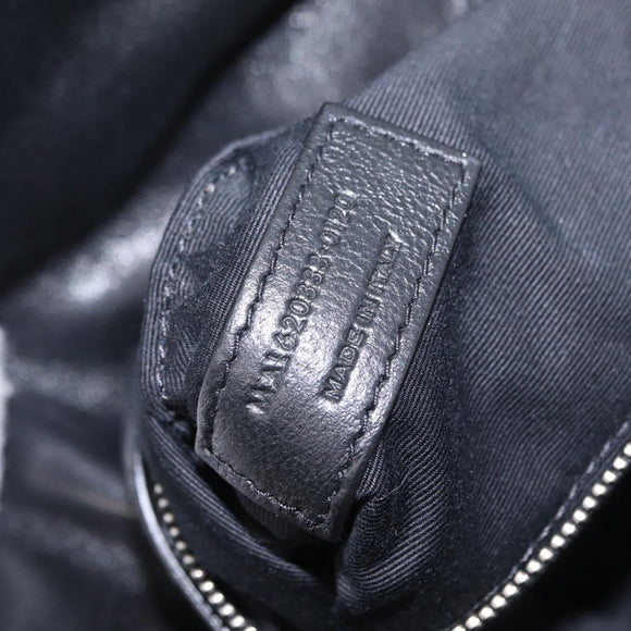 Saint Laurent Chain Lulu Shoulder Bag Leather Black Silver Auth 210788V