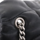 Saint Laurent Chain Lulu Shoulder Bag Leather Black Silver Auth 210788V-27