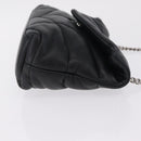 Saint Laurent Chain Lulu Shoulder Bag Leather Black Silver Auth 210788V-4