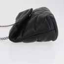 Saint Laurent Chain Lulu Shoulder Bag Leather Black Silver Auth 210788V-5