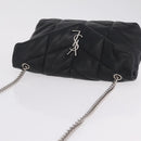 Saint Laurent Chain Lulu Shoulder Bag Leather Black Silver Auth 210788V-6