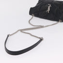 Saint Laurent Chain Lulu Shoulder Bag Leather Black Silver Auth 210788V-7