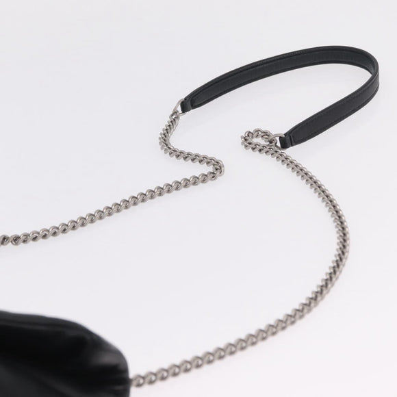 Saint Laurent Chain Lulu Shoulder Bag Leather Black Silver Auth 210788V