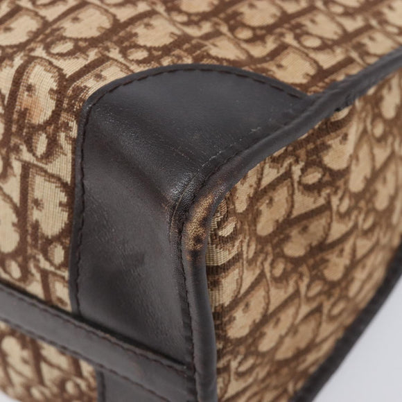 Christian Dior Trotter Canvas Hand Bag Brown Gold Auth 210794