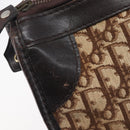 Christian Dior Trotter Canvas Hand Bag Brown Gold Auth 210794-17